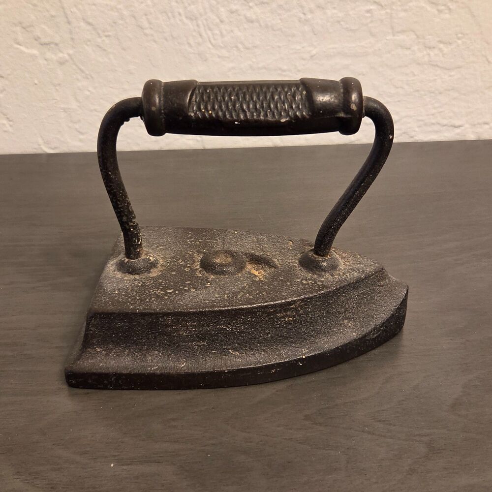 Antique Primitive Cast Iron Sad Flat Iron Doorstop #6